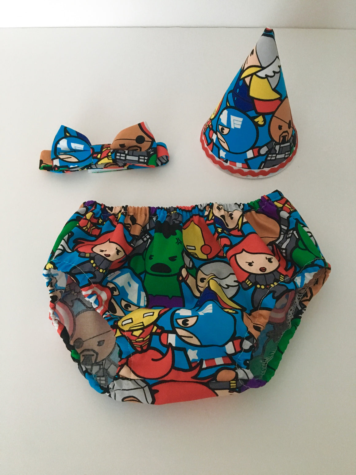 Boys Superhero Cake Smash Outfit - Pants, Hat, Bow Tie - Age 12-18 mths - Ready to Post